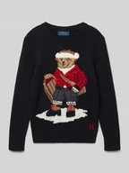 Swetry dla chłopców - Sweter z dzianiny z motywem i okrągłym dekoltem - miniaturka - grafika 1