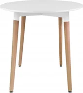 Stoły - Leobert Stół KAMI Okrągły 80cm - biały / naturalne nogi - miniaturka - grafika 1