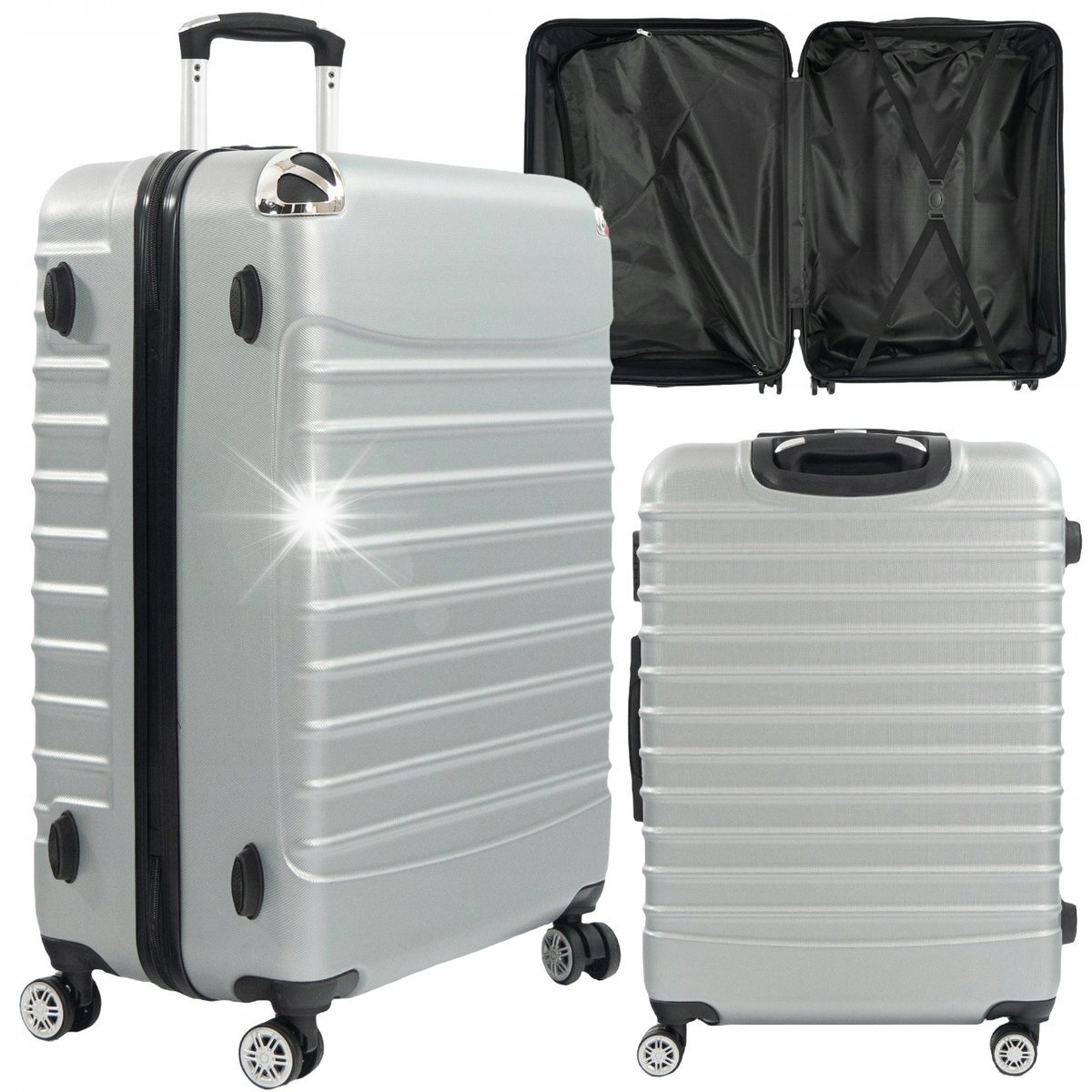 DUŻA WALIZKA PODRÓŻNA na KÓŁKACH 97L BAGAŻ XXL TWARDA LEKKA do SAMOLOTU ABS