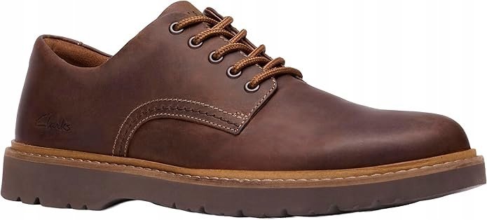 CLARKS BRĄZOWE PÓŁBUTY MĘSKIE ZE SKÓRY NATURALNEJ LICOWEJ 41,5 16GA
