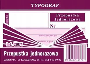 DRUK PRZEPUSTKA JEDNORAZOWA A7 TYP - Druki akcydensowe - miniaturka - grafika 1