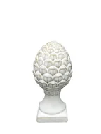 Figurki dekoracyjne - Figurka Hytte - ceramiczna szyszka 15.9 cm biała - miniaturka - grafika 1