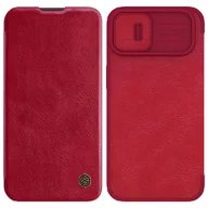 Etui i futerały do telefonów - Nillkin Qin Leather Pro Case etui iPhone 14 Plus osłona na aparat kabura pokrowiec obudowa z klapką czerwony - miniaturka - grafika 1