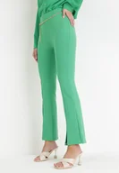 Spodnie damskie - Zielone Spodnie Dzwony z Łańcuszkiem Riselda - miniaturka - grafika 1