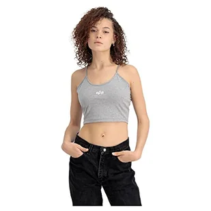 ALPHA INDUSTRIES Damska koszulka Basic Crop-top Sl Wmn, szary/biały., M - Koszulki i topy damskie - miniaturka - grafika 1