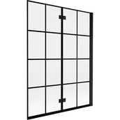 Parawany nawannowe - Mexen Mist parawan nawannowy 2-skrzydłowy prawy 130 x 150 cm, czarna kratka, czarny - 8A9-130-002-70-77-P - miniaturka - grafika 1