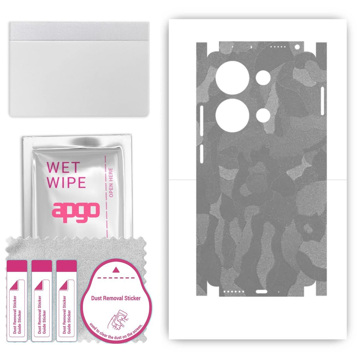 Folia naklejka skórka strukturalna na TYŁ+BOKI do Xiaomi Redmi Note 13 Pro 4G - Moro Camo Srebrny - apgo SKINS