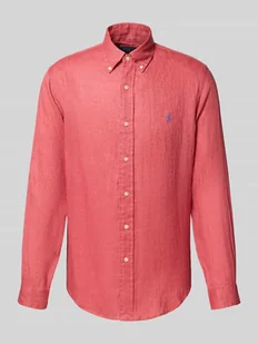 Koszula lniana o kroju regular fit z kołnierzykiem typu button down - Koszule męskie - miniaturka - grafika 1