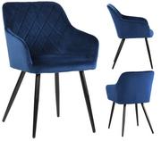 Krzesła - ExitoDesign Krzesło tapicerowane Milton velvet ciemny niebieski - miniaturka - grafika 1