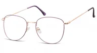 Okulary korekcyjne, oprawki, szkła - Oprawki okulary Pilotki zerówki korekcyjne 924A fioletowo-złote - miniaturka - grafika 1