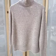 Swetry damskie - TEMU Elegancki Zimowy Sweter z Kapturem - Wysoki , Pulower z Elastycznym Kołnierzem, Luźny Długi Rękaw, Jednokolorowa Bluzka, Pranie w Praniu - miniaturka - grafika 1