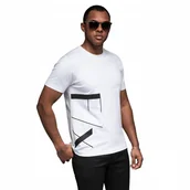 Koszulki męskie - Koszulka męska bawełniany jersey biała modna Ombre OM-TSPT-0213 V2 roz. XXL - miniaturka - grafika 1