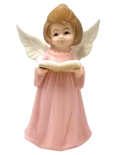 Figurka Aniołek porcelanowy różowy 11cm 2526A - Figurki dekoracyjne - miniaturka - grafika 1