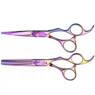 Nożyczki fryzjerskie - Olivia Garden SilkCut Rainbow - zestaw do strzyżenia nożyczki 5.75'' i degażówki 6.35'' - miniaturka - grafika 1