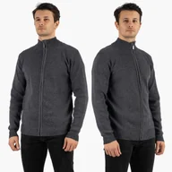 Swetry męskie - Sweter Męski Rozpinany Klasyczny Elegancki Wygodny na Zamek Granatowy MUST M Granatowy - miniaturka - grafika 1