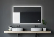 Lustra - Lustro łazienkowe z oświetleniem i zegarem cyfrowym Talos Sun 120 x 70 cm - wysokiej jakości aluminiowa rama z przełącznikiem - podświetlane lustro z neutralnym białym światłem - lustro łazienkowe - miniaturka - grafika 1
