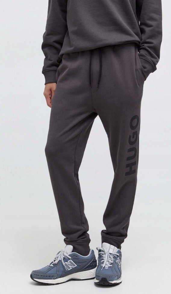 HUGO SPODNIE DRESOWE MĘSKIE SZARE Z LOGO CASUAL S 1JMF
