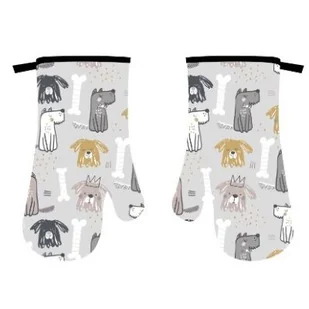 Komplet rękawic kuchennych Doggos 19 x 30 cm szare - Fartuchy i rękawice kuchenne - miniaturka - grafika 1