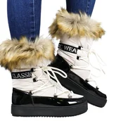 Botki damskie - Damskie Śniegowce Ciepłe Z Futerkiem Vinceza 34630 Beżowe - miniaturka - grafika 1