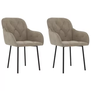 Lumarko Krzesła stołowe, 2 szt., jasnoszare, obite aksamitem  - Krzesła - miniaturka - grafika 3