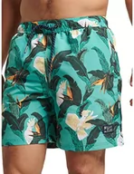 Spodenki damskie - Superdry Męskie szorty kąpielowe w stylu vintage W2-Swim szorty, Paradise Bird Aqua, S - miniaturka - grafika 1