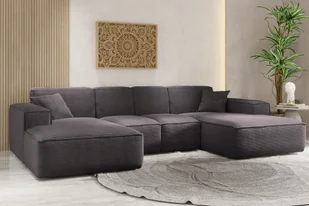 Sofa w kształcie U SIENA narożnik tkanina Poso ciemnoszary - Narożniki - miniaturka - grafika 1