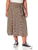 Spódnice - Samoon Damska spódnica midi z węzłami z materiału EcoVero z wiskozy spódnica długa szeroka spódnica nadruk zwierzęcy długość do łydek, Light Tannin Brown wzór, 56 - miniaturka - grafika 1