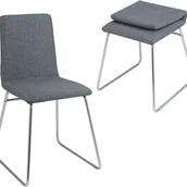 Krzesła - Zestaw 2 Krzeseł do Jadalni w Kolorze Szarym z Odchylanym Oparciem, Krzesła bez Podłokietników z Metalową Ramą, do Jadalni, Kuchni, Salonu (Szary) - miniaturka - grafika 1