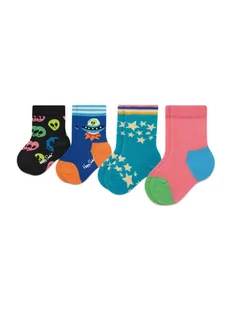 Happy Socks Zestaw 4 par wysokich skarpet dziecięcych XKSPC09-0200 Kolorowy - Skarpetki dla dzieci - miniaturka - grafika 1