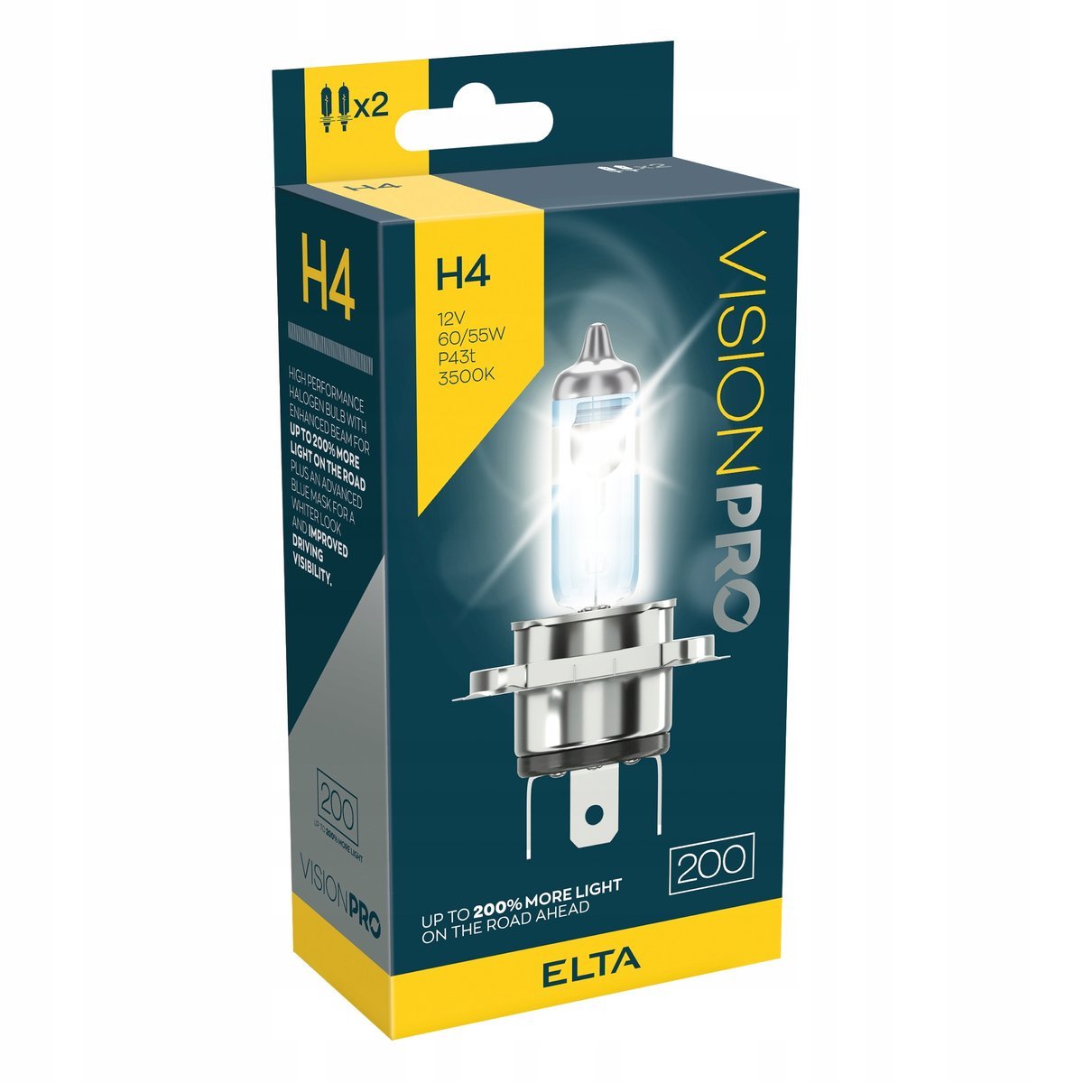 ŻARÓWKI ELTA VISION PRO H4 12V 55W +200%