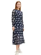Sukienki - TOM TAILOR Denim Damski Sukienka z siateczki z nadrukiem 1031017, 29961 - Navy Abstract Flower Print, XXL - miniaturka - grafika 1