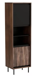 Witryna SWING W-1 orzechowy/czarny na czarnych nogach - Komody - miniaturka - grafika 1