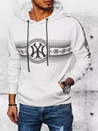 Bluzy męskie - Bluza męska z kapturem i nadrukiem biała Dstreet BX5567-M - miniaturka - grafika 1