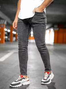 Czarne spodnie jeansowe męskie skinny fit Denley R926-1 - Spodnie męskie - miniaturka - grafika 1