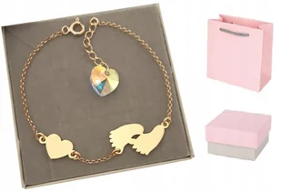 Złota bransoletka STÓPKI SERCE GRAWER SWAROVSKI EL - Bransoletki - miniaturka - grafika 1