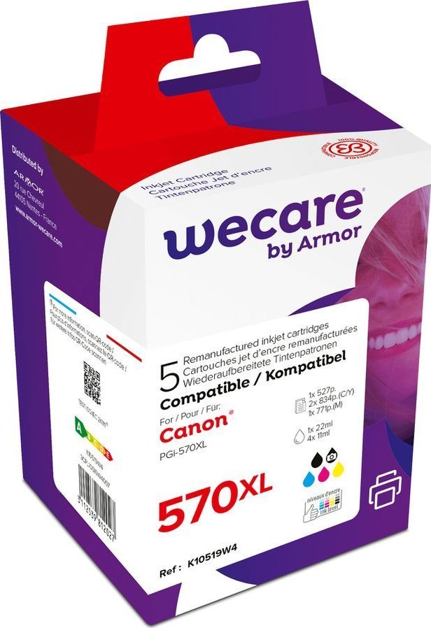 Tusz Armor WECARE ARMOR cartridge pro CANON Pixma MG5751Sada PGI-570XL+CLI-571XL CMYK Black+C+M+Y+K, 1x22 ml, 4x11 ml