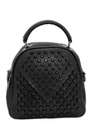 Torebki damskie - FELIPA Damski miękki skórzany plecak w stylu punk, wszechstronny plecak wielofunkcyjny o dużej pojemności, czarny, czarny, Rozmiar uniwersalny, moda - miniaturka - grafika 1