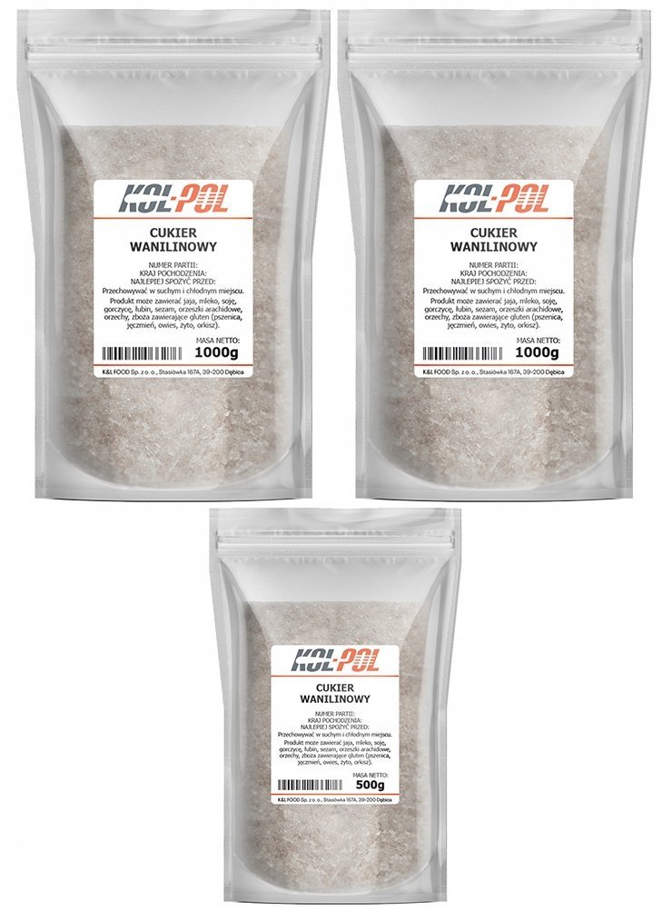 CUKIER WANILINOWY 2,5kg Aromatyczny do wypieków i deserów jakość Kol-Pol
