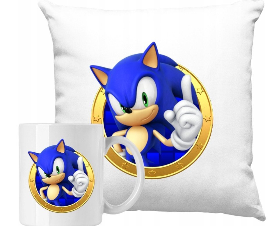 ZESTAW PODUSZKA + KUBEK Jeż Sonic Na Prezent +MIĘ #2
