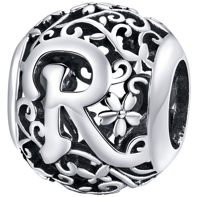 CHARMS literka R srebro pr 925 koralik zawieszka