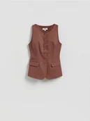 Marynarki i żakiety damskie - Reserved - Kamizelka z lyocellem - brązowy - miniaturka - grafika 1