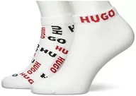 Skarpetki męskie - HUGO Męskie skarpety 2P AS LOGOALLOVER CC Ankle_Socks, White100, 35-38, White100, 35-38 EU - miniaturka - grafika 1