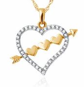 Zestawy biżuterii dla kobiet - Złoty Komplet 333 Łańcuszek z Zawieszką Serce Strzała Grawer - miniaturka - grafika 1