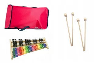 Dzwonki chromatyczne cymbałki kolorowe + pokrowiec + 4 pałki czerwony - Akcesoria do perkusji - miniaturka - grafika 1