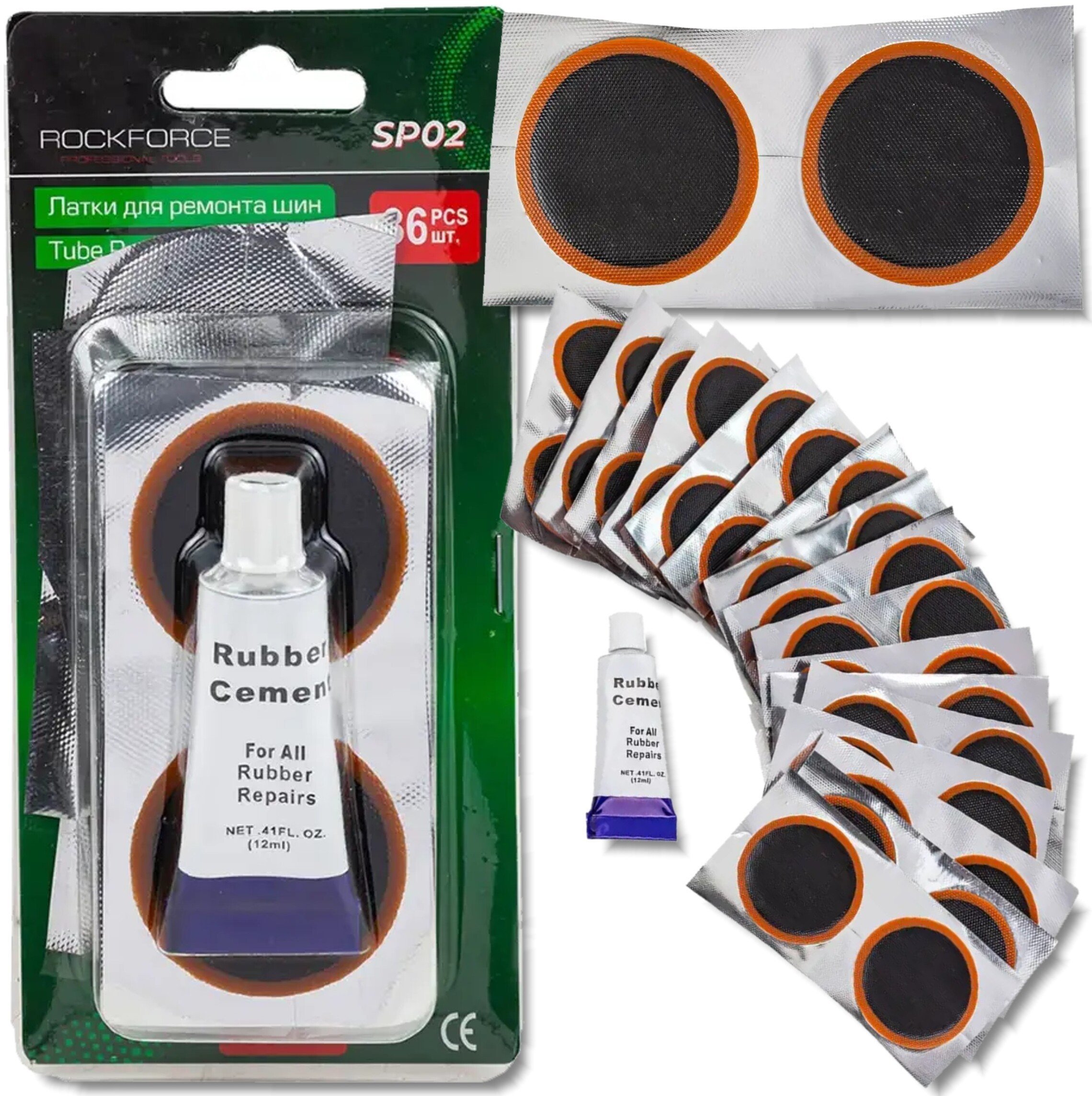 ROCKFORCE Zestaw ŁATEK do OPON komplet 36 ELEMENTÓW 43mm