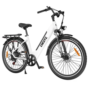 ESKUTE Polluno Plus Electric Commuter Bike 28*1.75in 250W Motor 25km/h Max Speed 48V 20Ah Battery 120km Mileage - White - Rowery elektryczne - miniaturka - grafika 1