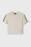Koszulki dla chłopców - Emporio Armani t-shirt bawełniany dziecięcy kolor beżowy z aplikacją - miniaturka - grafika 1