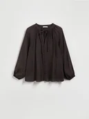 Bluzki damskie - Reserved - Bluzka z wiskozą - brązowy - miniaturka - grafika 1