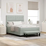 Łóżka - vidaXL Łóżko Sprężynowe z Materacem i Ławką Jasnoszare 160x200 cm Welur - miniaturka - grafika 1