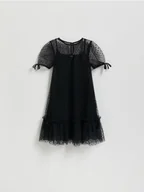 Sukienki i spódniczki dla dziewczynek - Reserved - Sukienka w groszki - czarny - miniaturka - grafika 1